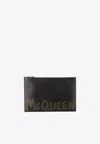 Alexander Mcqueen Graffiti Logo Print Leather Pouch In Black