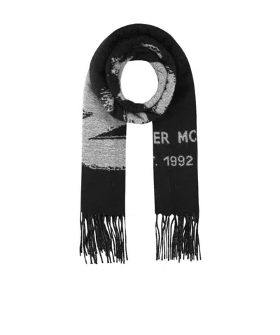 Alexander Mcqueen Graffiti Logo-print Scarf In Black