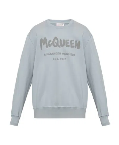 Alexander Mcqueen Graffiti Logo-print Sweatshirt In Gray