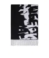 Alexander Mcqueen Graffiti Logo-print Wool Scarf In Black