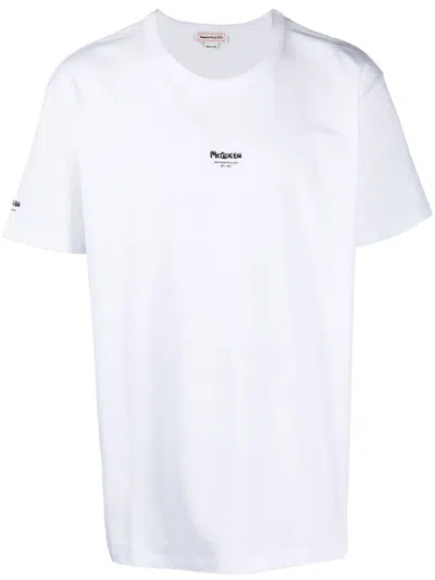 Alexander Mcqueen Graffiti Logo Short-sleeve T-shirt In White