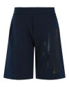 Alexander Mcqueen Logo Print Black Track Shorts In Blue