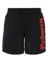 Alexander Mcqueen Black Nylon Swimming Shorts In Blacklustred