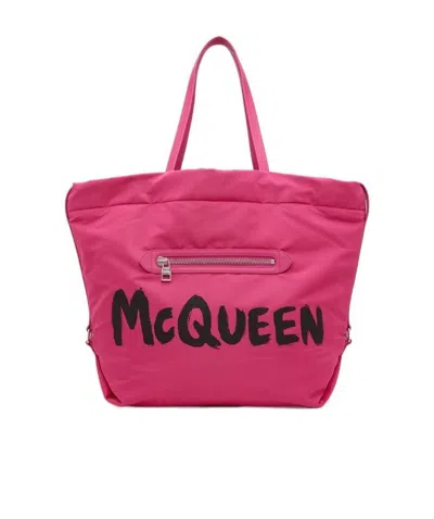 Alexander Mcqueen Graffiti-logo Tote Bag In Pink