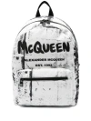 Alexander Mcqueen Fold-print Jacquard Canvas Backpack In Black