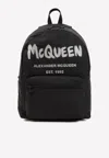 Alexander Mcqueen Black Graffiti Metropolitan Printed Backpack In Black