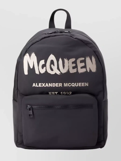Alexander Mcqueen Graffiti Metropolitan Street-inspired Backpack In Black