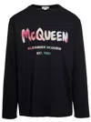 Alexander Mcqueen Graffiti Logo-print Crew-neck Sweatshirt In Black