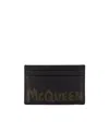 Alexander Mcqueen Graffiti Pebbled-leather Cardholder In Black