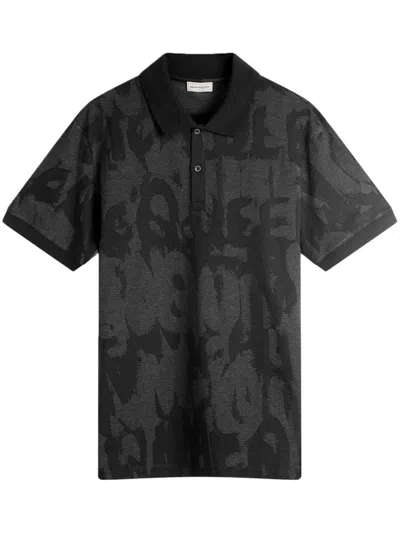 Alexander Mcqueen Graffiti Polo Shirt In White