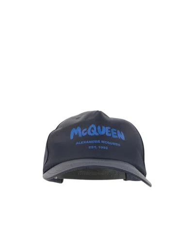 Alexander Mcqueen Graffiti-print Baseball Cap In Blue