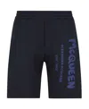 Alexander Mcqueen Graffiti-print Bermuda Shorts In Blue