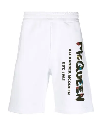 ALEXANDER MCQUEEN ALEXANDER MCQUEEN LOGO GRAFFITI PRINTED TRACK SHORTS