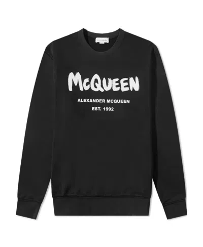 Alexander Mcqueen Graffiti-print Crew Neck Sweatshirt In Black
