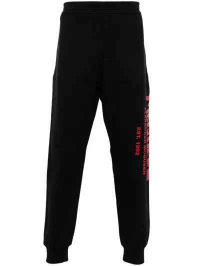 Alexander Mcqueen Graffiti Print Joggers In Blacklred