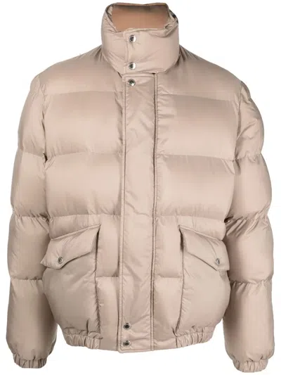 Alexander Mcqueen Nylon Puffer Coat In Tan Brown