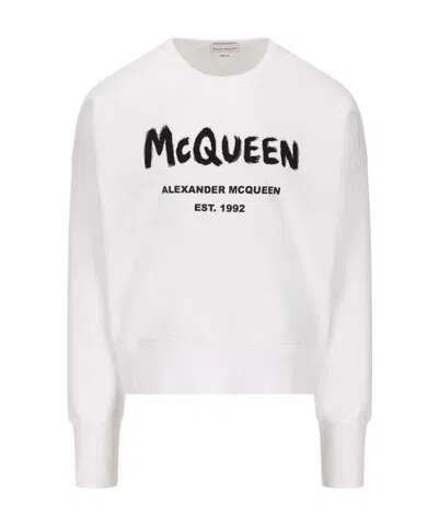 Alexander Mcqueen Graffiti-print Sweatshirt In White