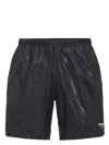 Alexander Mcqueen Solid Color Swim Shorts With Graffiti Print In Black