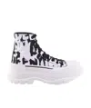 Alexander Mcqueen Tread Slick Mcqueen Graffiti Boots In White In White