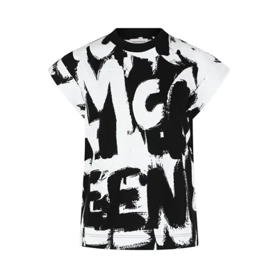 Pre-owned Alexander Mcqueen Graffiti Print T-shirt 'white/black' | Women's Size 38