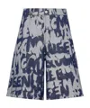 Alexander Mcqueen Graffiti Printed Bermuda Denim Shorts In Gray
