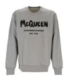 Alexander Mcqueen Graffiti-print Crew-neck Sweatshirt In Gray
