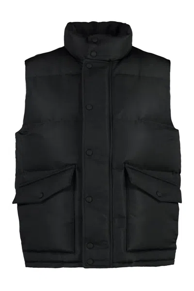 Alexander Mcqueen Graffiti Puffer Full Zip Field Vest In Black