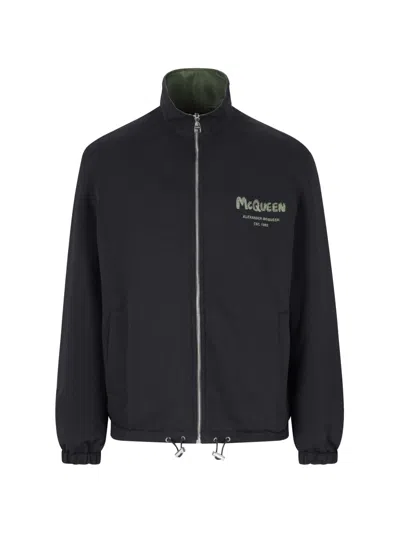 Alexander Mcqueen Graffiti Reversible Jacket In Green