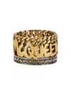Alexander Mcqueen Chain Detail Embellished Band Ring In Gold