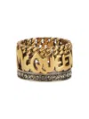 Alexander Mcqueen Chain Detail Embellished Band Ring In Gold