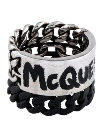 Pre-owned Alexander Mcqueen Graffiti Ring In Multi
