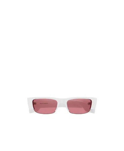 Alexander Mcqueen Graffiti Slashed Rectangle Sunglasses In Pink