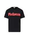Alexander Mcqueen Graffiti Logo Crewneck T-shirt In Black  