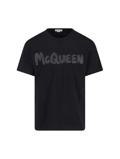 Alexander Mcqueen "graffiti" T-shirt In Black  