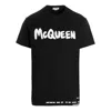 Alexander Mcqueen Black Cotton Logo Print T-shirt In Black
