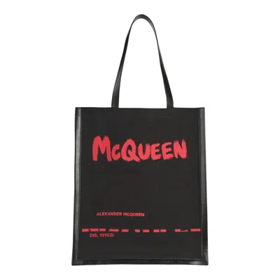 Pre-owned Alexander Mcqueen Graffiti Tote Bag 'black Red' | Men's Size Onesize