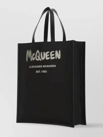 Alexander Mcqueen Graffiti Tote Polyester Leather Trim