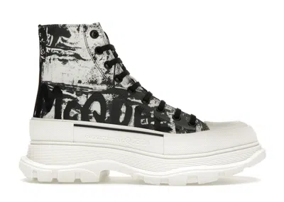 Pre-owned Alexander Mcqueen Graffiti Tread Slick Boot (women's) Sneakers In White/black