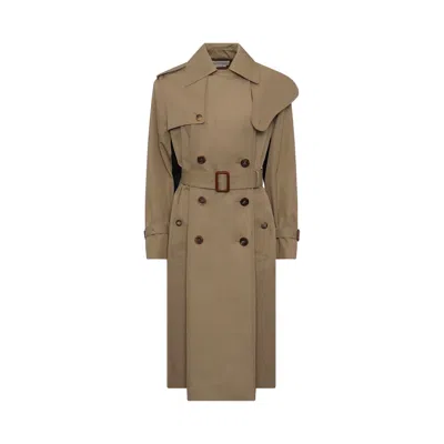 Alexander Mcqueen Graffiti Trench Coat In Brown