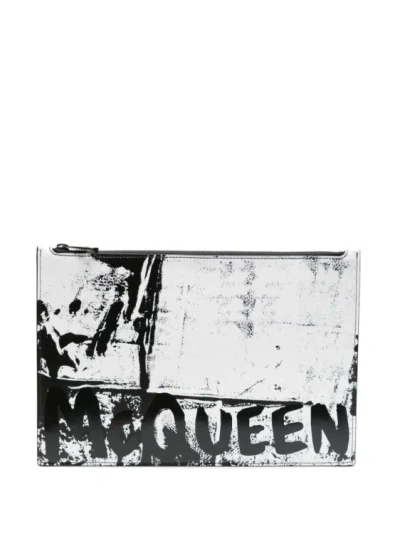 Alexander Mcqueen Grafitti Logo Envelope Bag White/black