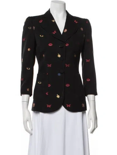 Pre-owned Alexander Mcqueen Graphic Print Blazer In Black