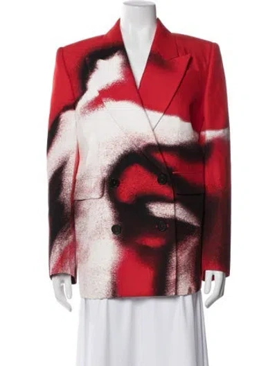 Pre-owned Alexander Mcqueen Graphic Print Blazer W/ Tags In Red