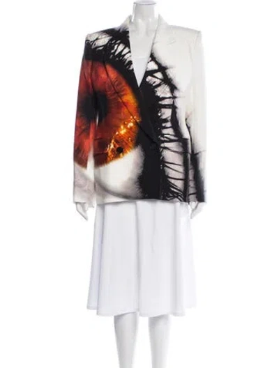 Pre-owned Alexander Mcqueen Graphic Print Blazer W/ Tags In White