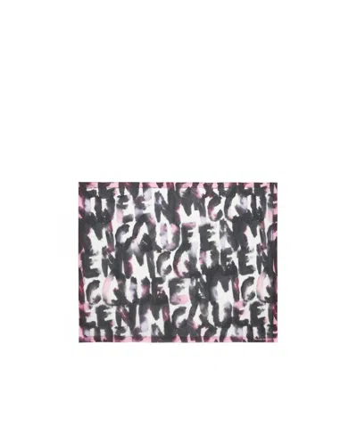 Alexander Mcqueen Graphic-print Branded Scarf In Black