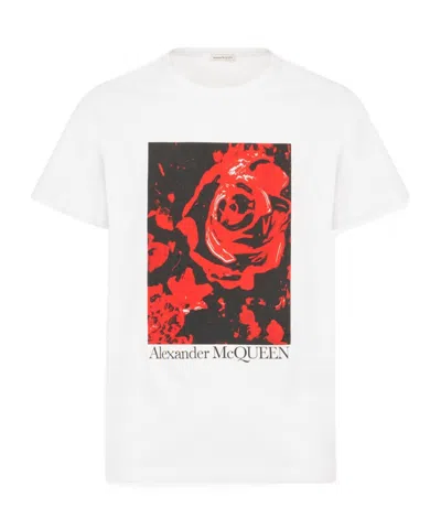 Alexander Mcqueen Graphic-print Cotton T-shirt In Whitered