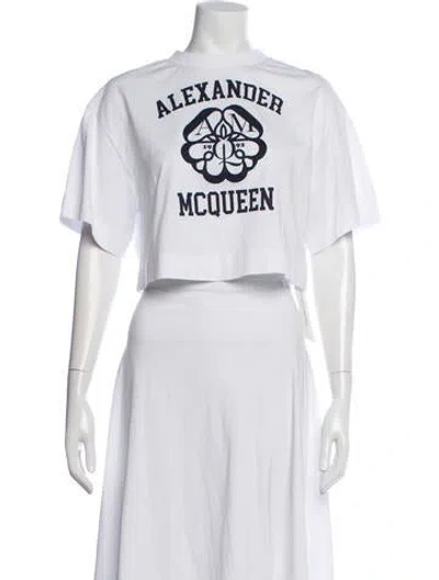 Pre-owned Alexander Mcqueen Graphic Print Crew Neck Crop Top In White