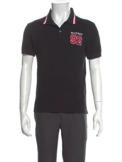 Pre-owned Alexander Mcqueen Graphic Print Crew Neck Polo Shirt In Gray
