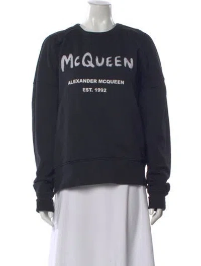 Pre-owned Alexander Mcqueen Graphic Print Crew Neck Sweatshirt In Black