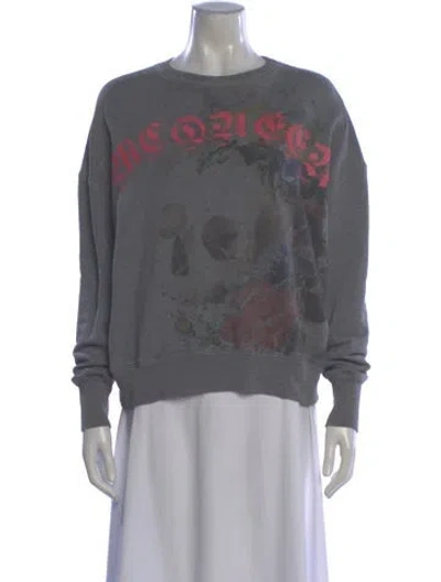 Pre-owned Alexander Mcqueen Graphic Print Crew Neck Sweatshirt In Gray