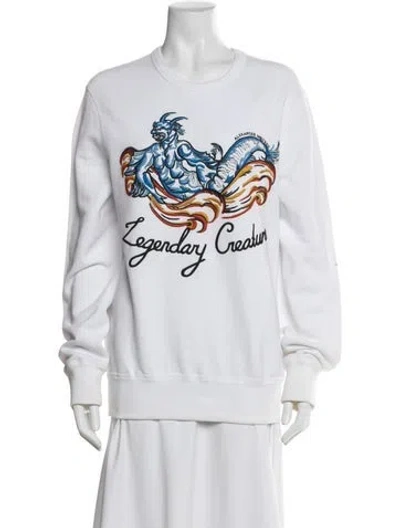 Pre-owned Alexander Mcqueen Graphic Print Crew Neck Sweatshirt In White